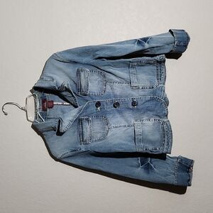 BB Dakota Jacket Womens Size XL Denim Jean Distressed Work Wear